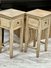 Pair of light wood side tables (2)