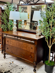 Antique Burlwood dresser w/mirror