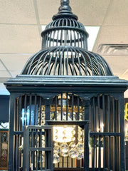 Vintage birdcage w/chandelier & stand (2-pc.)
