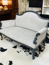 Italian settee w/new gray velvet upholstery