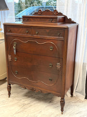 Vintage ornate chest w/glove box on casters