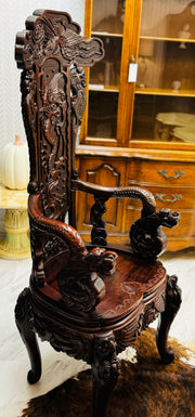 Mahogany Wood Japanese Dragon Chair