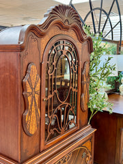 Antique Jacobean China cabinet on casters