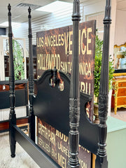 Queen four-poster bed w/matching rails