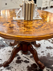Inlaid walnut antique pedestal table