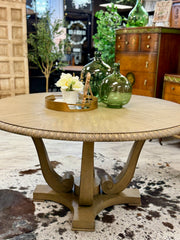 New 60” round pedestal dining table ￼
