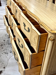 French Provincial 9-drawer dresser w/ mirror