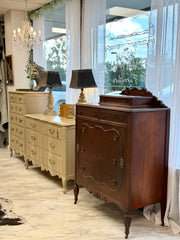 Vintage ornate chest w/glove box on casters