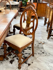 Vintage 10-pc. walnut/burl inlaid wood dining room set