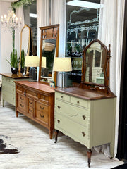 Vintage Sage green chest w/mirror on casters
