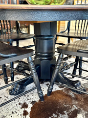Vintage pedestal table w/leaf & 4 chairs