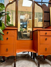 Antique vanity on casters w/foldable mirror ￼