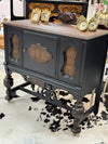 Vintage Jacobean server on casters