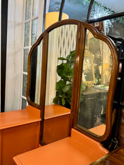 Antique vanity on casters w/foldable mirror ￼