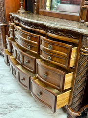 Marble top carved dresser