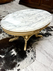 French Provincial marble-top coffee table