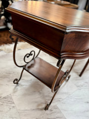 Side table w/metal scrollwork