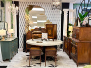 Vintage leather-top side tables on casters (2)