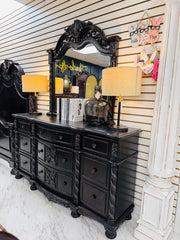 Tall black dresser w/removable mirror