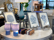Distressed blue stool ￼