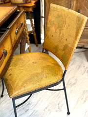 Leather map motif chair