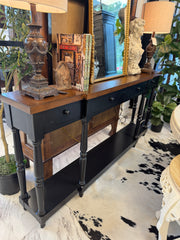 Black/natural console table
