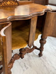 Vintage 10-pc. walnut/burl inlaid wood dining room set