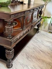 Antique Jacobean buffet/sideboard on casters