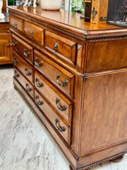 Tall wood dresser w/rope trim