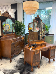 Antique carved vanity w/mirror