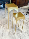 Set of (2) gold petite decorative tables/risers