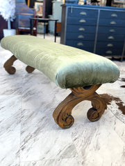 Green velvet bench