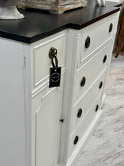 Vintage black & white cabinet w/drop-front desk