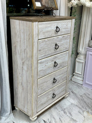 Faux wood 5-drawer chest