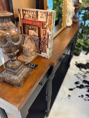 Black/natural console table