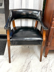 Vintage leather barrel back chair