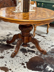 Inlaid walnut antique pedestal table