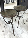 Steel frame glass-top side table pair (2)