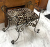 Wrought iron stool w/leopard print