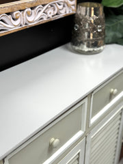 Two-tone louvered cabinet