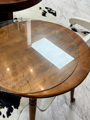 Vintage round side table w/removable glass top