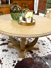New 60” round pedestal dining table ￼