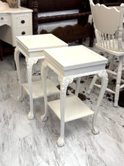 Antique clawfoot side table pair (2)