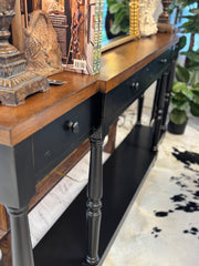 Black/natural console table