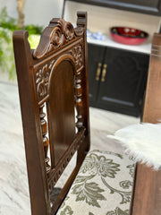 Vintage Jacobean dining table w/hidden leaves & 6 chairs