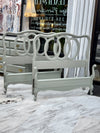 Pair of French Provincial twin beds w/rails (2)
