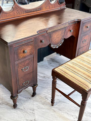 Antique vanity on casters w/mirror & stool￼