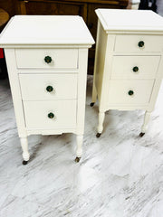 Pair of vintage nightstands on casters