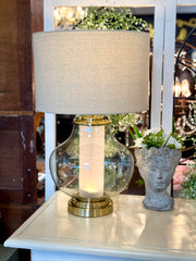 Clear base lamp w/shade