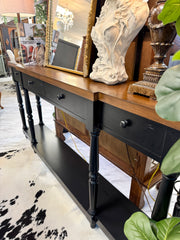 Black/natural console table